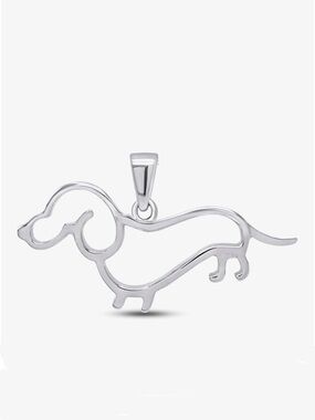 Dachshund Dog Charm 14k Gold Plated Silver